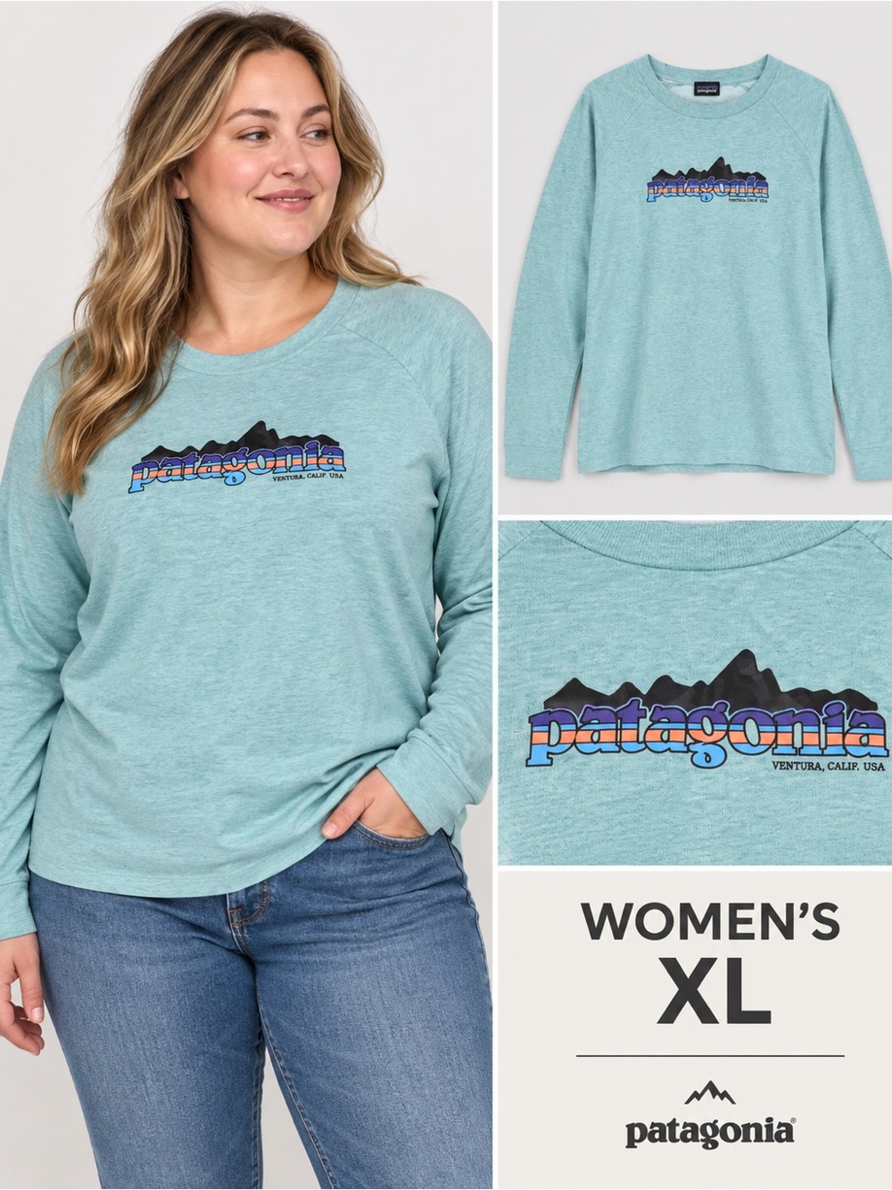 Patagonia Women's Teal Logo Crewneck Sweatshirt